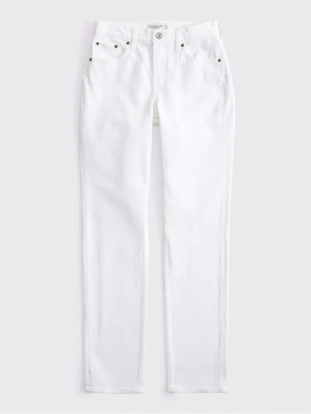 Abercrombie & Fitch Curve Love Mid Rise 90s Straight Jean in White